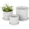 White Geometric Grid Patterned Ceramic Planter Set
